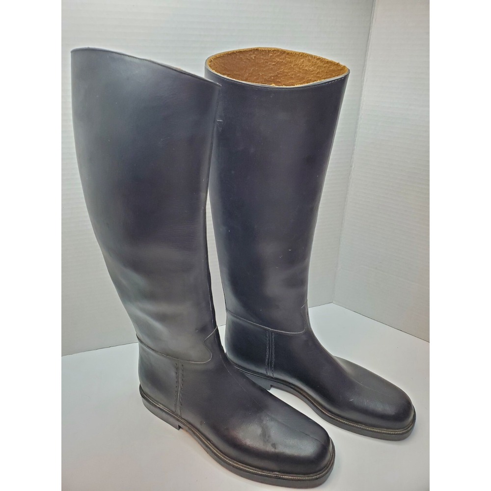 ROMIKA TALL BLACK RUBBER Boots CLOTH LINED Equestrian RIDING BOOTS Womens US‎ 6 - Picture 2 of 14